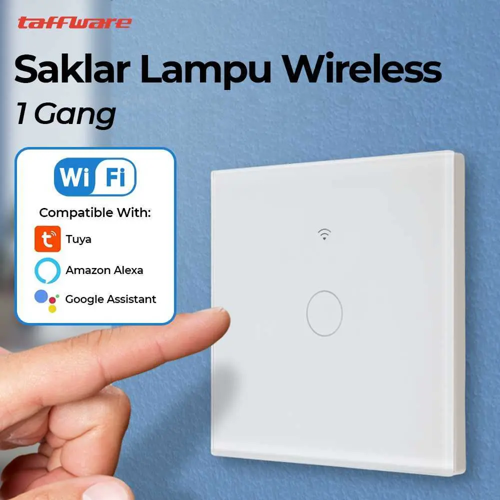 Bisa COD Set Saklar Lampu Wireless WIFI RF Smart Home Model - WHK05 untuk menyalakan Bohlam Plastik