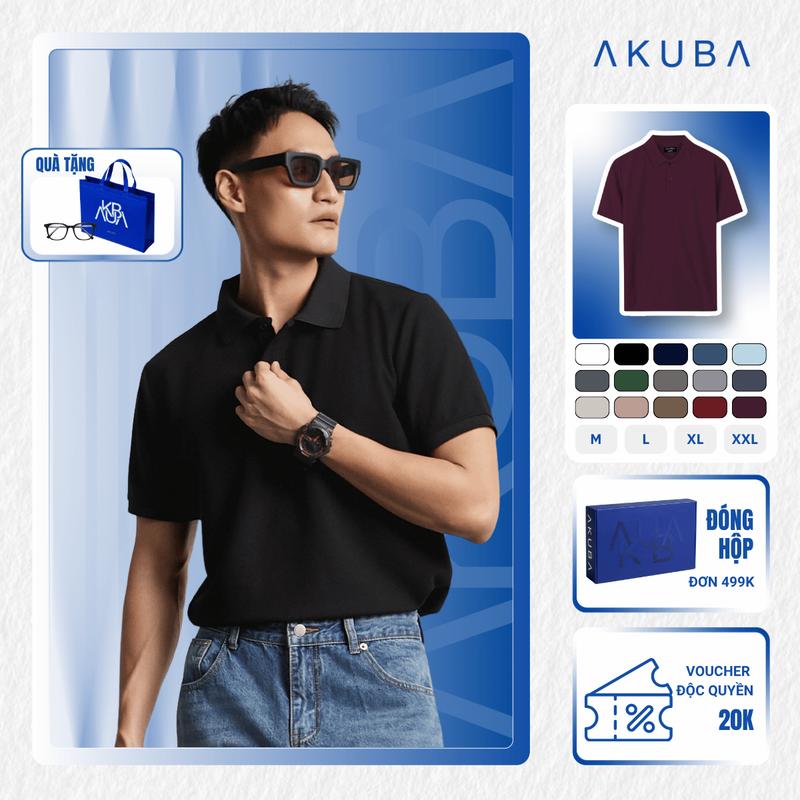 Áo thun cổ polo Nam AKUBA Menswear Kem form slimfit, vải Cotton mềm mịn, co giãn linh hoạt, thoáng khí, dễ thấm hút mồ hôi | 01HE1055