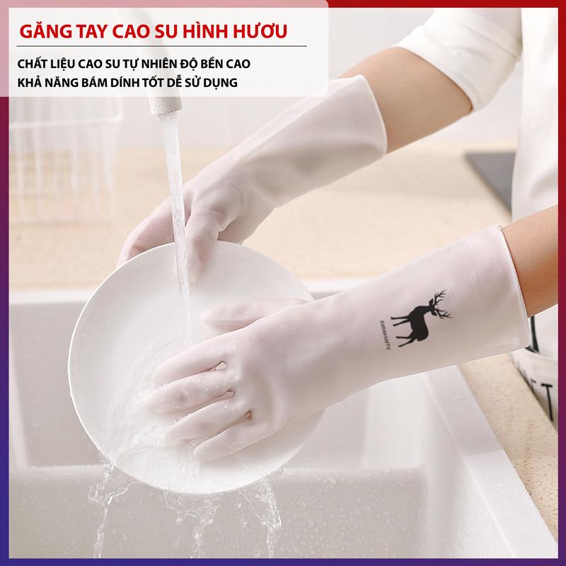 Găng Tay Cao Su Rửa Chén Bát Và Lau Dọn Nhà Cửa DLS Găng Tay Cao Su Siêu Dai Làm Bếp Làm Vườn Găng Tay Cao Su Con Hươu