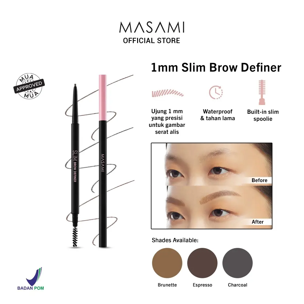 Masami Cosmetics 1mm Slim Brow Definer Eye Brow / Eyebrow Pencil Pensil Alis