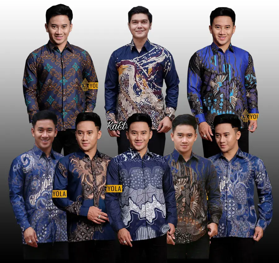 Kemeja Batik Kantor Pria Lengan Panjang Terbaru Baju Batik Pekalongan jepang sage maroon abu hitam navi