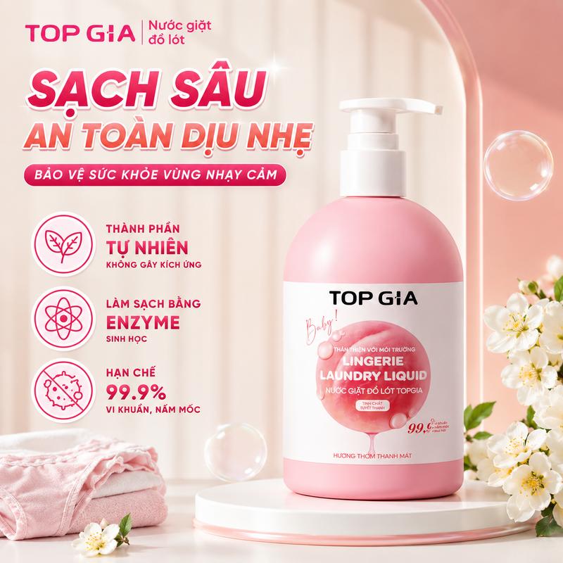 Nước Giặt Nội Y Topgia 200ml – Dịu Nhẹ, Không Kích Ứng, Thơm Mềm Tự Nhiên kháng khuẩn 99.9% npd