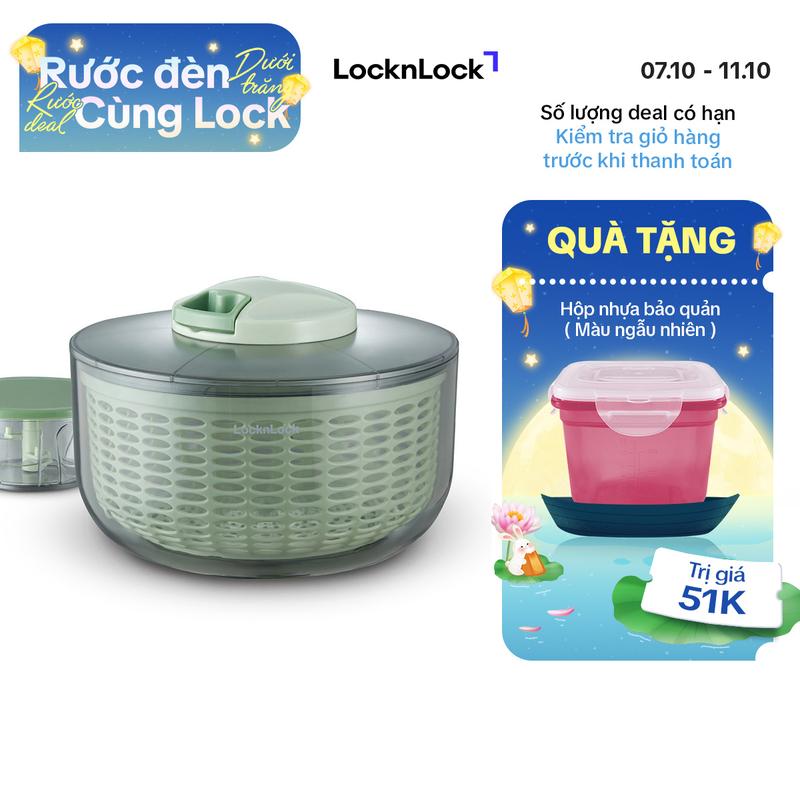 Bộ Rổ Quay Rau và Dụng cụ băm rau củ bằng tay đa năng LocknLock CKS319GRN Màu xanh lá - làm ráo nước ngay tức thì