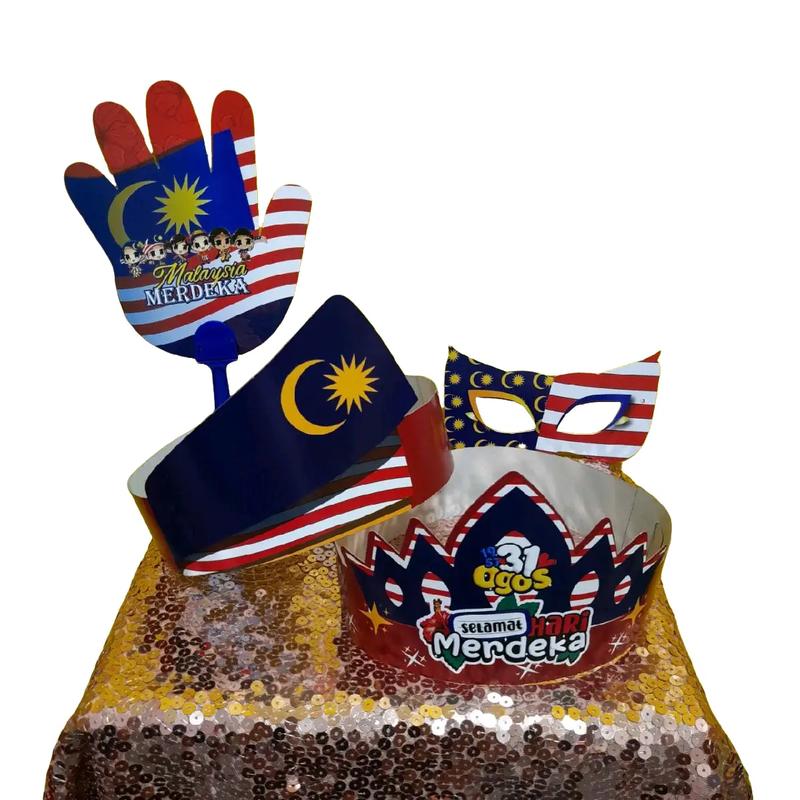 Set Merdeka 2024 4 in 1 tanjak, crown, kipas & topeng - TikTok Shop ...