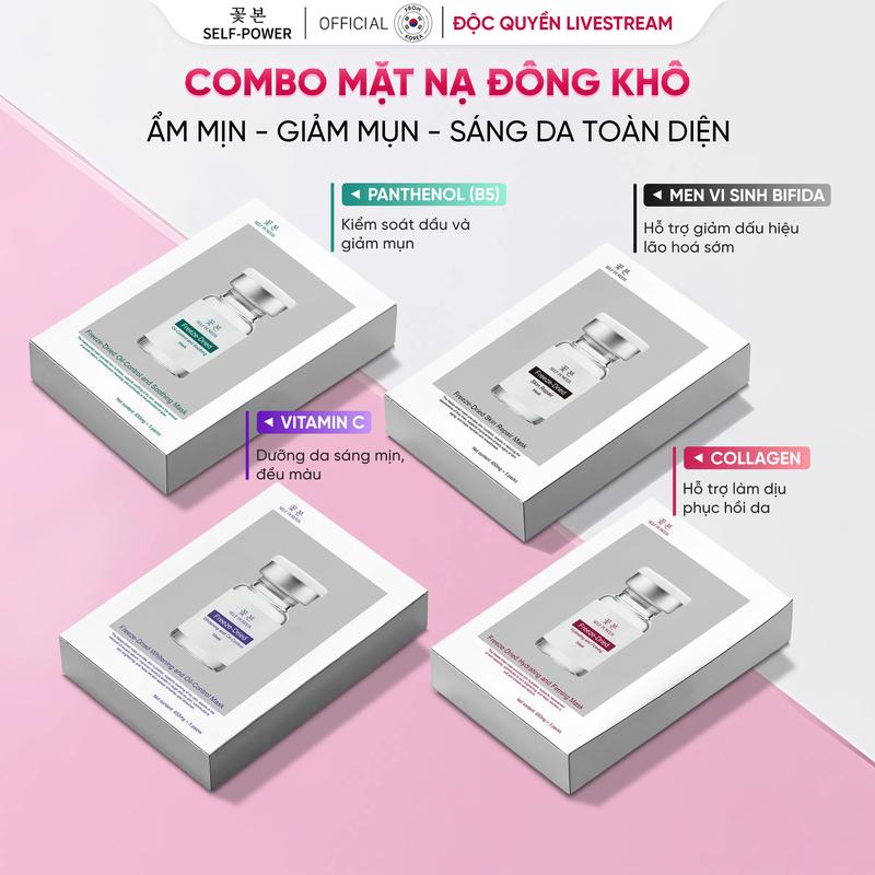 Mặt Nạ Đông Khô Collagen Cấp Ẩm Làm Dịu Săn Chắc Da Mặt Self Power Mặt Nạ Giấy Dưỡng Ẩm Làm Mềm Da Hỗ Trợ Ngăn Ngừa Lão Hoá Làm Đẹp Da Cho Nam Và Nữ Woman