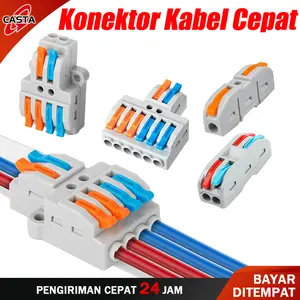 CASTA Konektor Kabel Listrik Cepat 32A 400V Terminal Sambungan Kabel dengan Tuas 1 In 1 Out 2 In 2 Out 4 Lubang 6 Lubang PA66 ABS Tahan Panas