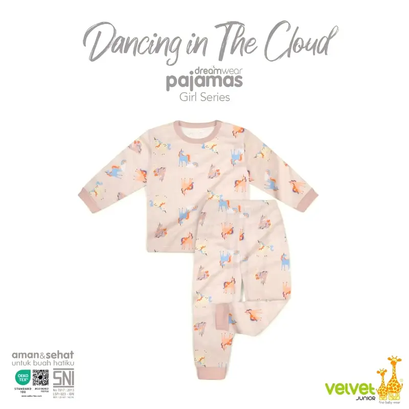 Velvet Junior Piyama Anak Perempuan DreamWear - Dreamy, lilies & buddies, Dancing In The Cloud 3