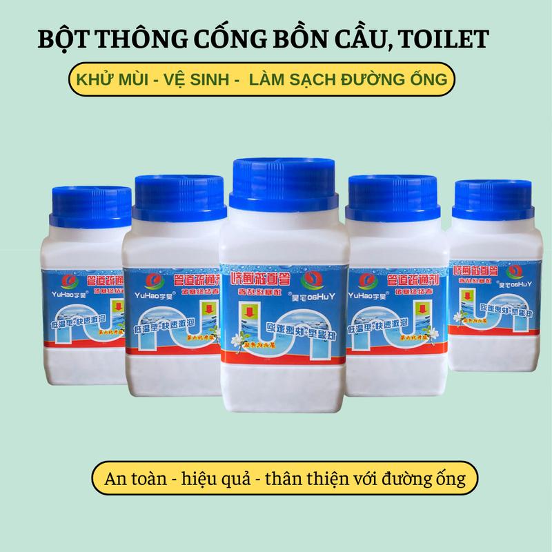  5 lọ bột thông cống bồn cầu lọ thông cống toilet bồn rửa chén bát lavabo thông tắc đường ống nhà vệ sinh cực mạnh chất thông tắc bồn cầu Làm Sạch 