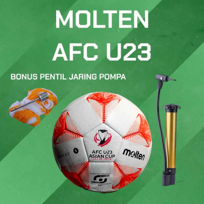 MOLTEN BOLA SEPAK MOLTEN AFC BAHAN IMPORT SIZE 5 JAHIT MESIN BONUS JARING PENTIL POMPA 0