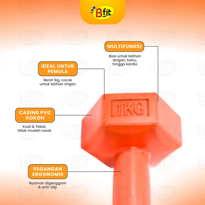 Bfit Cement Dumbbell 1kg - 1 Pcs 1