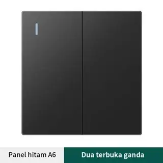 JK SPACE Sakelar/CETEKAN Lampu 2 Gang 2 Arah Panel A6 Hitam Dua Terbuka Ganda Material PC Tahan Api & Tembaga Terintegrasi