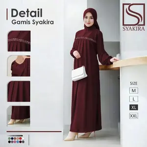 SYAKIRA Dress Crinkle Premium Busui Friendly Payet Mutiara Formal Casual Baju Lebaran 2026 Muslim Wanita Gamis Simple Dewasa Remaja Kondangan Airflow