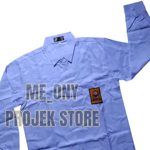 BAJU PUTIH PANJANG SMP KAIN KATUN OXFORD Tebal Nyaman Seragam Bordir Wanita Kancing