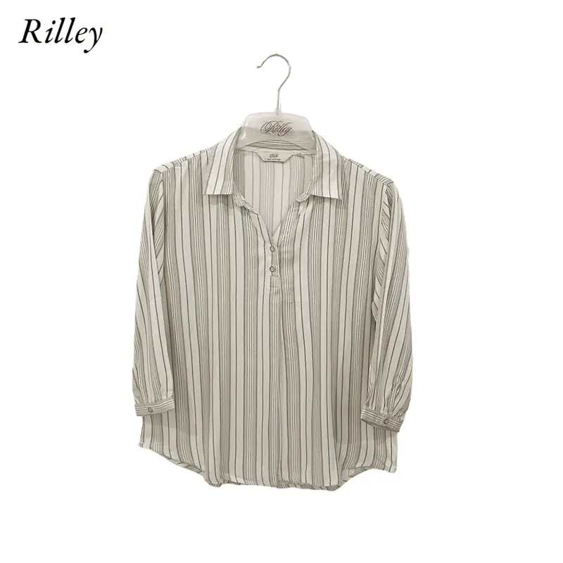 RILLEY - Kemeja Blus Salur Sesil Atasan Blouse Wanita | Kemeja Wanta Bahan Rayon Twill 1