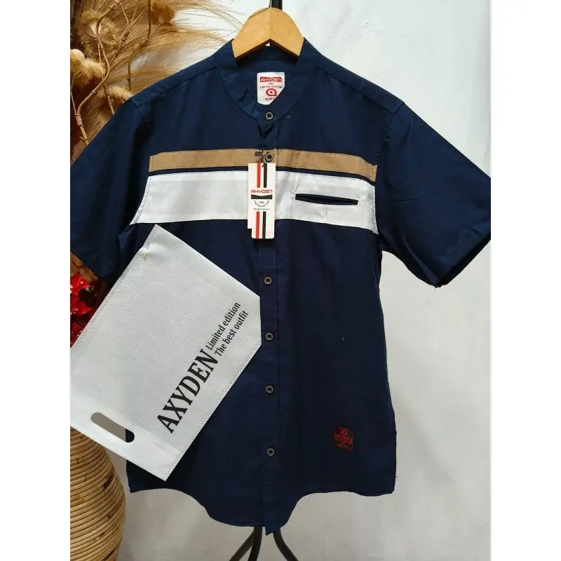 kemeja KEMKO AXYDEN PREMIUM QUALITY kemeja pria lengan pendek kerah sanghai kemeja motif terbaru 2