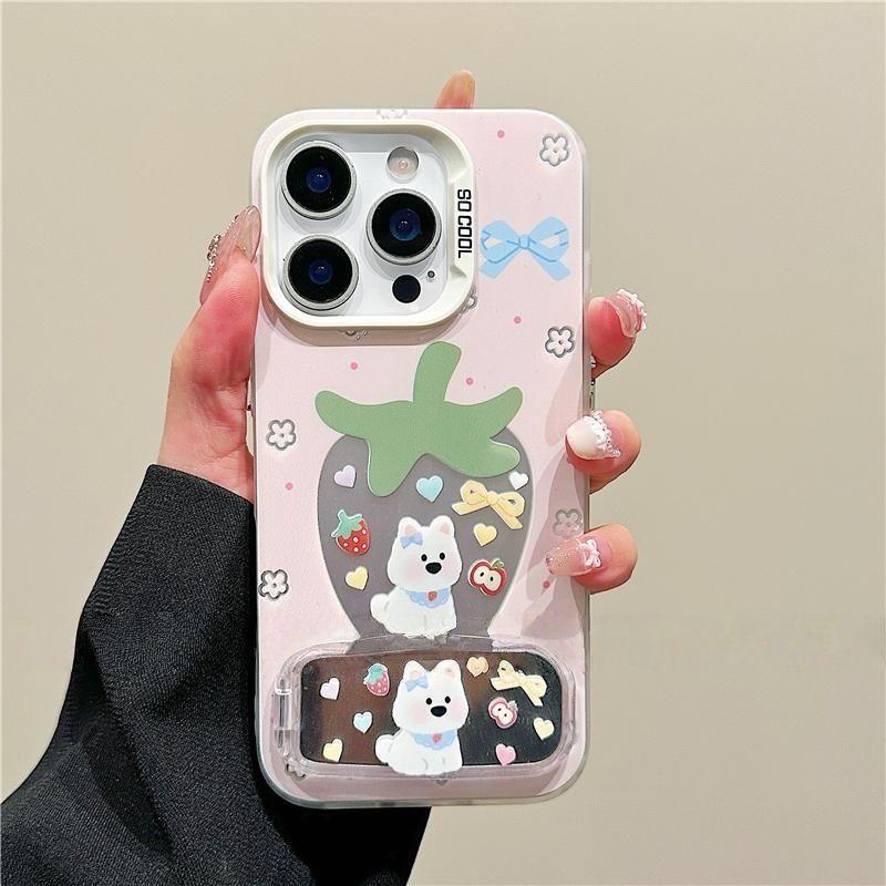Dâu tây chó con áp dụng cho Apple 17Air / 16 / 15 vỏ điện thoại di động đơn giản 14pro vỏ nguyên khí 13 / 12promax