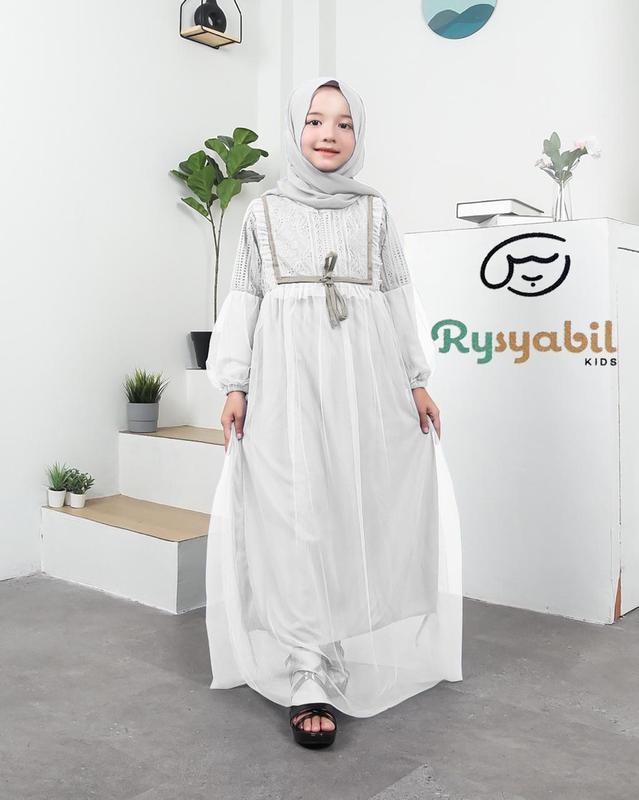 Queenzha Dress Gamis Anak Tile Brukat Pesta Mewah Murah 2-10 Tahun 6