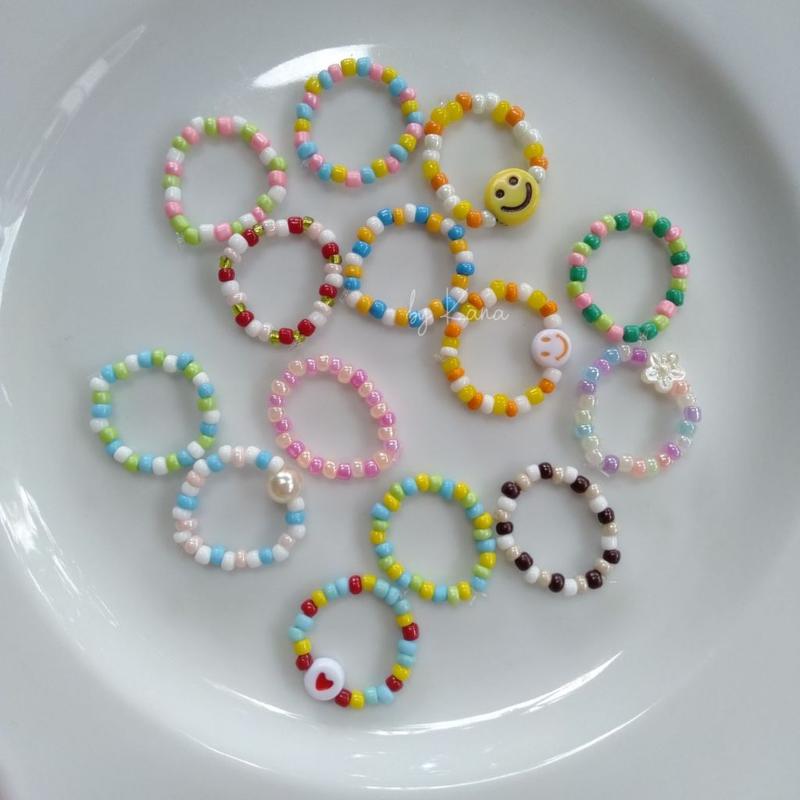 [MIX COLOR] Cincin Manik | Cincin Mote | Cincin Korea | Beads Ring | Cincin Pelangi Rainbow Warna Warni 0