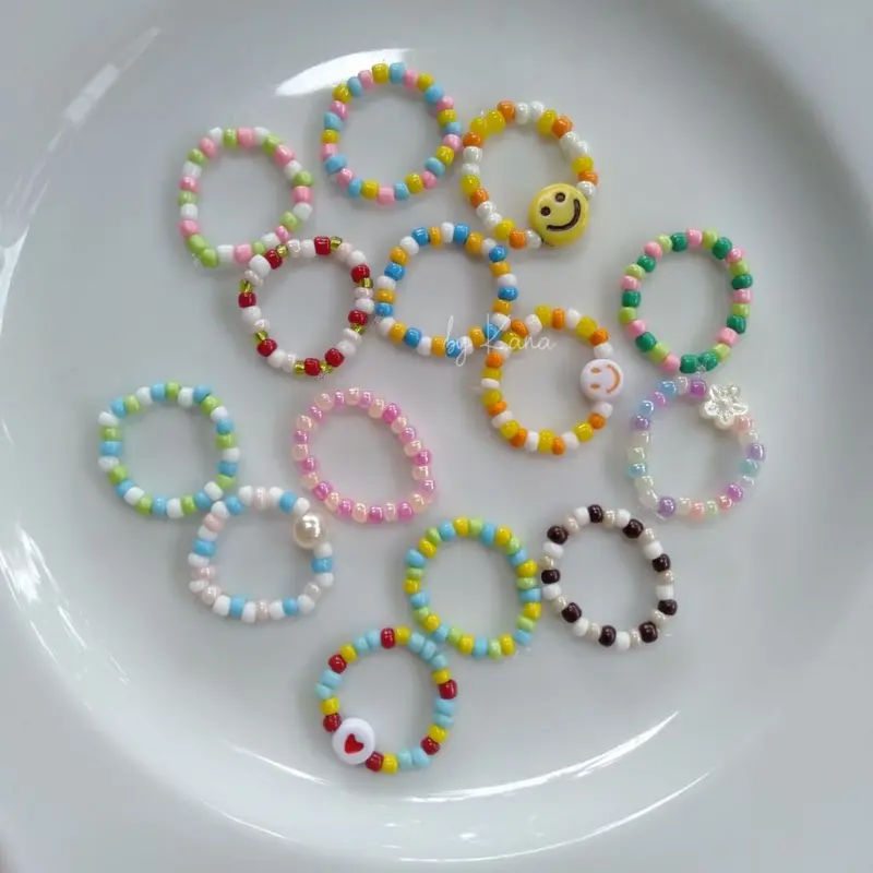 [MIX COLOR] Cincin Manik | Cincin Mote | Cincin Korea | Beads Ring | Cincin Pelangi Rainbow Warna Warni 0
