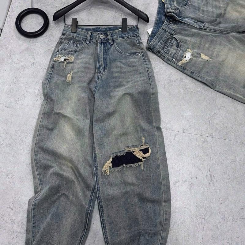 TATTA Jeans |9380 Quần Bò Baggy Rách 2 màu Newtrend 2025 hàng QC L1 Quần Dài Suông, Quần Jean Ống Suông Rộng