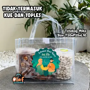 (20x25x10 0,25) Tas Bingkisan Lebaran Ready Stock dan Goodie Bag Idul Fitri Mika Transparan Toples Kue Kering