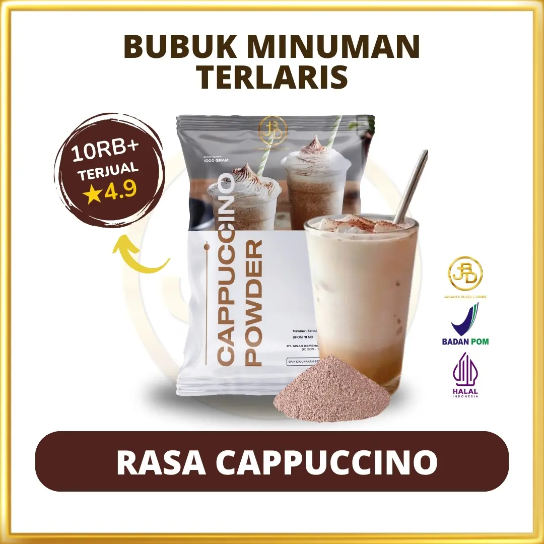 Bubuk minuman Premium Varian Coffee Rasa Cappucino 1Kg || Jakarta Bubble Drink Powder || Ice Kopi Cincau Air Jelly Susu