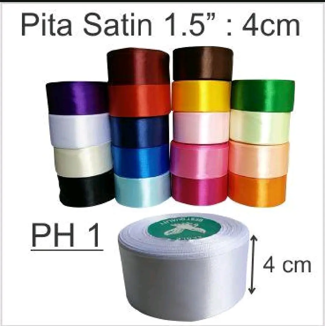(1 METER) Pita satin/ pita kain ukuran lebar 4cm, harga untuk per 1 meter.