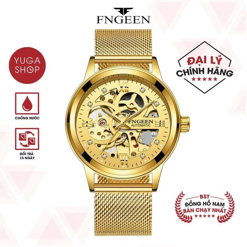  Đồng Hồ Cơ Nam CF1 Đính Xoàn Full Box Hộp Logo FNGEEN 