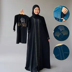 Abaya Anak Sakura Bunga Kipas Marina anti Uv Kombinasi Payet Abaya Turkey Gamis Muslim Terbaru
