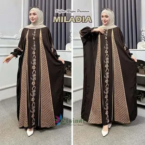 Elsindi Batik Kaftan Motif Miladia Bahan Rayon Premium Baju Muslimah dress batik Kekinian Adem Tebal Nyaman Dipakai  anggun model baru