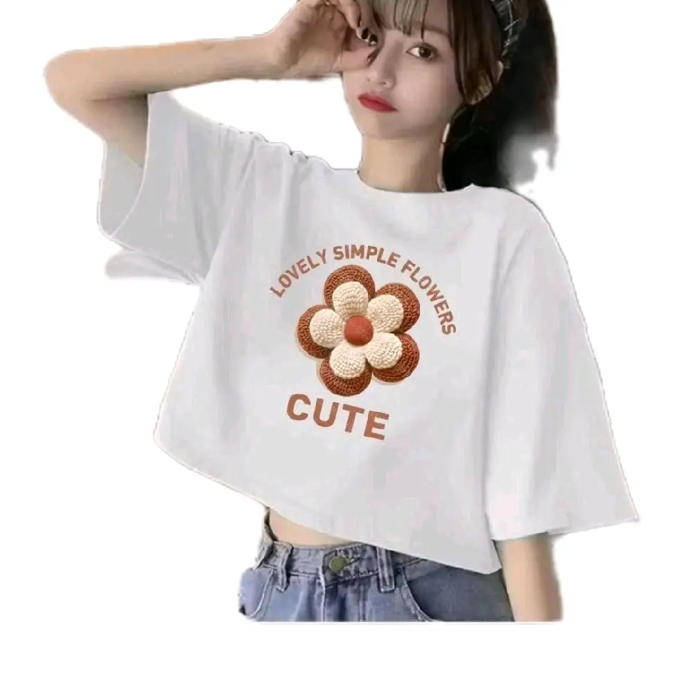 Crop top Wanita Cewek Dewasa/Remaja Lengan 3/4 Oversize Distro T-Shirt Motif Oblong Tee Hitam - Pendek Nyaman Unik Santai