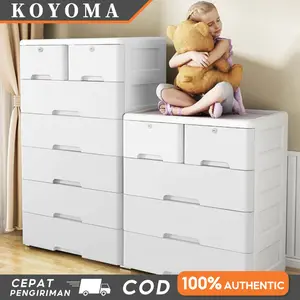 KOYOMA Loker Plastik Lemari Plastik Lemari Pakaian Laci Plastik Kabinet Drawer Storage Cabinet [ Garansi lima tahun ]2