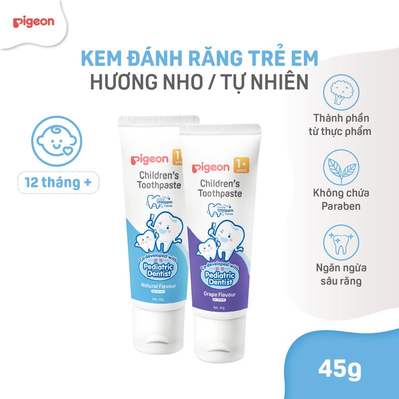  Kem đánh răng trẻ em Pigeon 45g Hương nho  Hương tự nhiên 