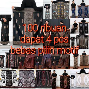 Terlaris harga satuan 30 ribuan 100 Ribuan Dapat 4 Pcs Sarung Batik Pekalongan Motif Sarwon Sarung Pria Dewasa Terbaru Sarung Santri Muslim Katun Hitam Tembus Bolak-Balik Bebas Pilih Motif