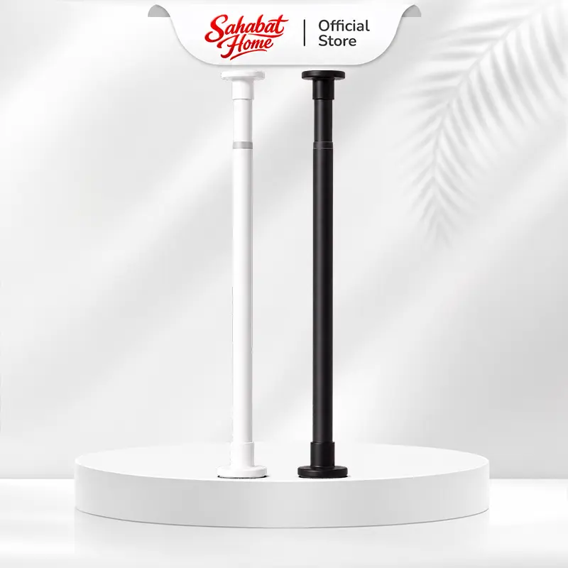 Tiang Gorden Stainless Steel Fleksibel Tanpa Paku - Teleskopik Kokoh Anti Karat Mudah Pasang untuk Kamar Mandi, Dapur & Jendela