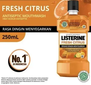 Obat Kumur Listerine Fresh Citrus 250ml Antiseptic Mouthwash / Mengurangi 99.9% Kuman dan Pembentukan Karang Gigi Nafas Lebih Segar