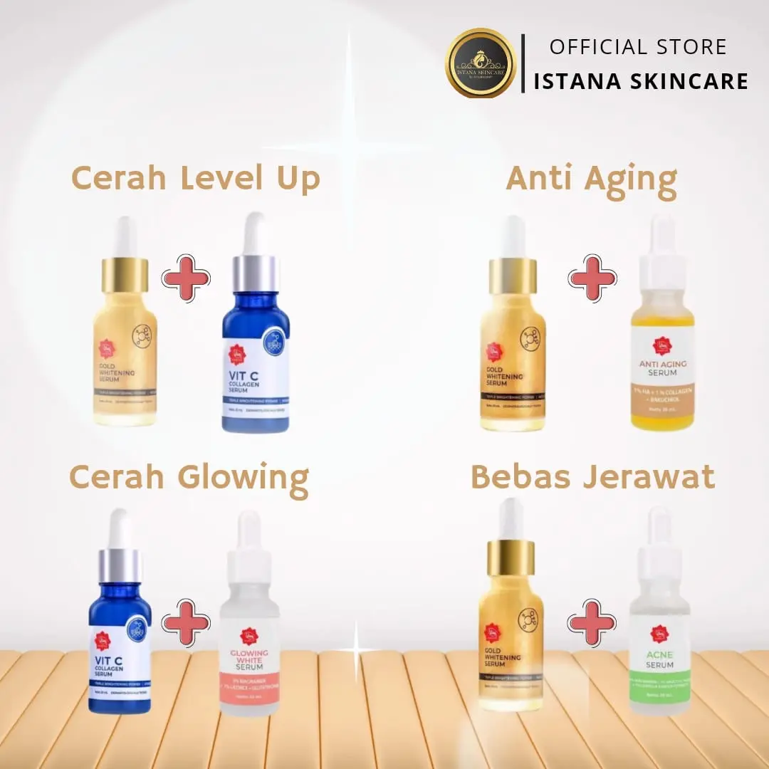 PAKET BUNDLE 2in1 SERUM VIVA vit c collagen/ whitening gold  Perawatansuper cerah super glowing anti jerawat
