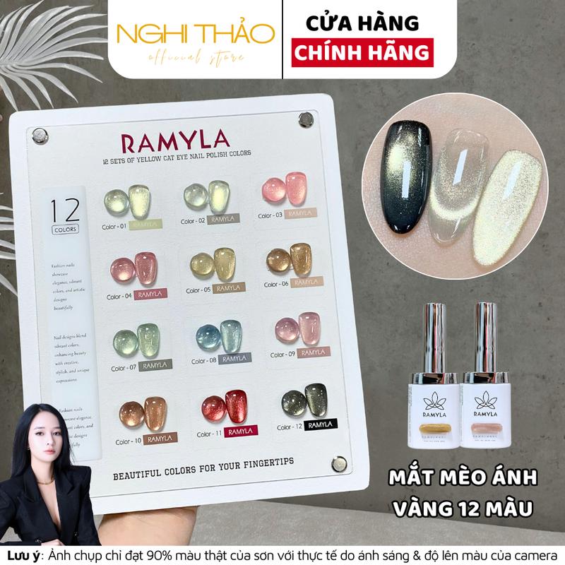 Set sơn gel mắt mèo ánh vàng RAMYLA 12 màu