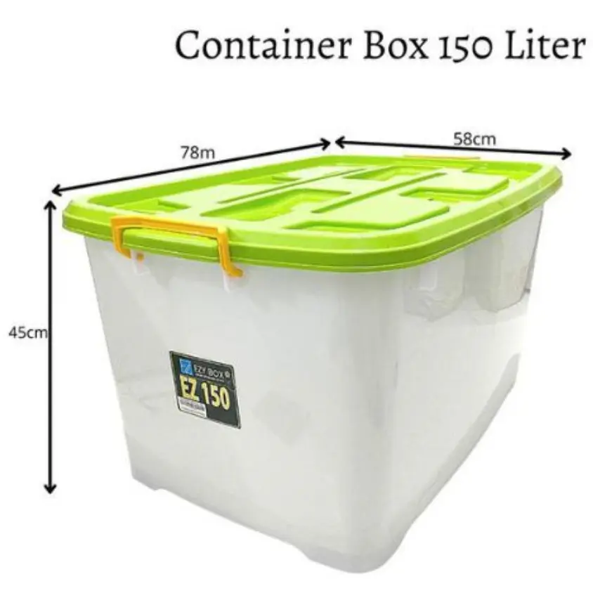 CONTAINER BOX EZY CB 150 LITER KOTAK/TEMPAT PENYIMPANAN WADAH PLASTIK DENGAN RODA KUAT & KOKOH