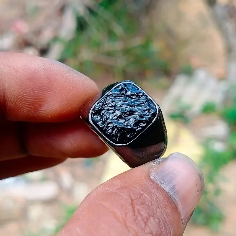 cincin batu satam original belitung meteor tektite 4