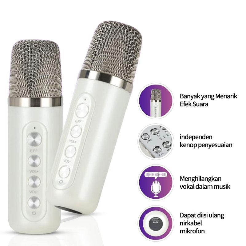 「DayaHidup」Speaker Bluetooth Karaoke 2 MIC Wireless Microphone Bluetooth Speaker Portable Stereo Outdoor Family Party KTV Equipment Bass sound rumahan