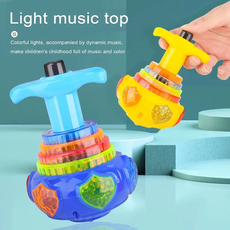 Light-emitting gyroscope toy light laser rotation top toy children flash music toy launcher gift,Plastik fall-resistant and crash-resistant,children's interactive toy competition toys,toy gift for Kids Lampu Mainan Anak Hadiah 2
