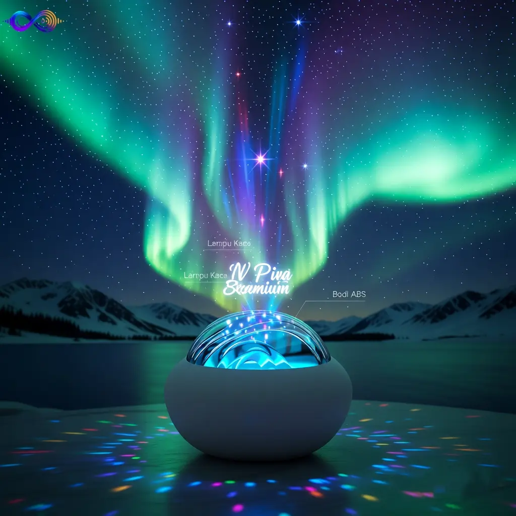 Lampu Proyektor Aurora Borealis + Mode Air Terjun | Remote & Plug In | Lampu Tidur Romantis & Atmosfer Club DJ