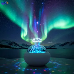 Lampu Proyektor Aurora Borealis + Mode Air Terjun Remote & Plug In