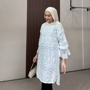 (READY)  Stuffcisy Ready TUNIK SAJA Jenna Tunik Tulle Chantily Muslim Wanita Kondangan Lamaran Terbaru Atasan Panjang