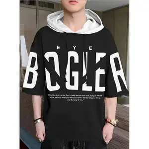 Hoodie Lengan Pendek Oversize Pria Dewasa Bahan baby Terry Tersedia Ukuran M fit L XL dan XXL - Kaos Hoodie