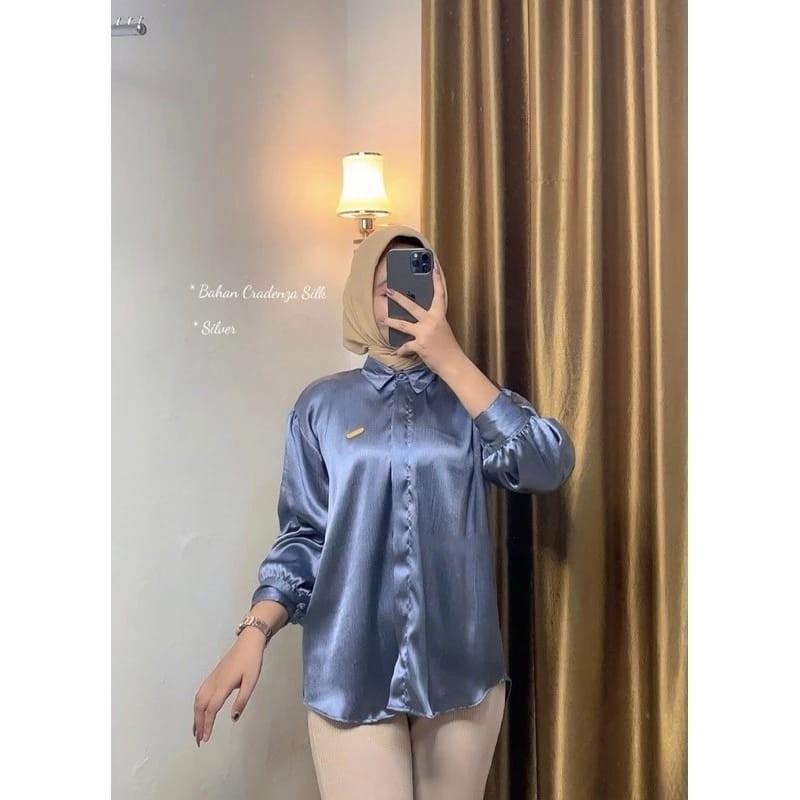 Product Introduction of Kemeja shimmer CRADENZA silk grade A.atasan wanita, kemeja wanita lengan panjang Baju Balon 9