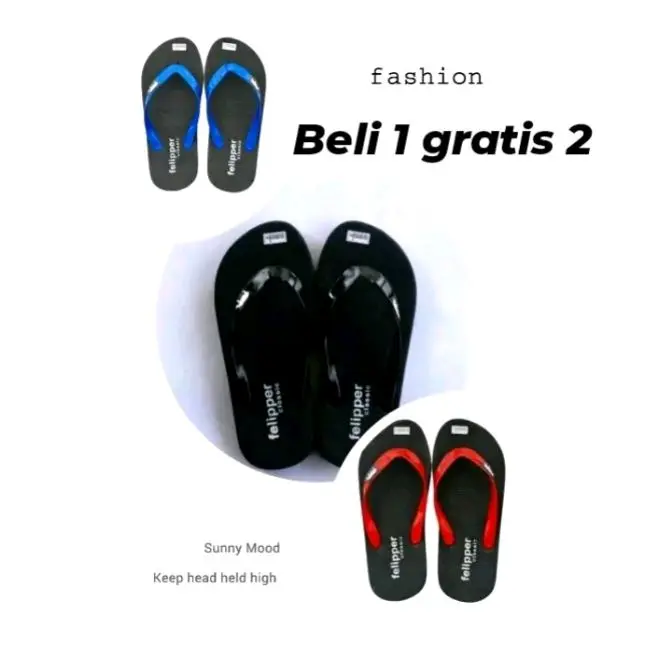 Beli satu Geratis 2 Sendal jepit Felipper Clasik pria wanita fashion tali Karet
