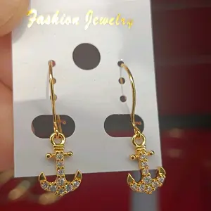 Anting jangkar kait kawat permata