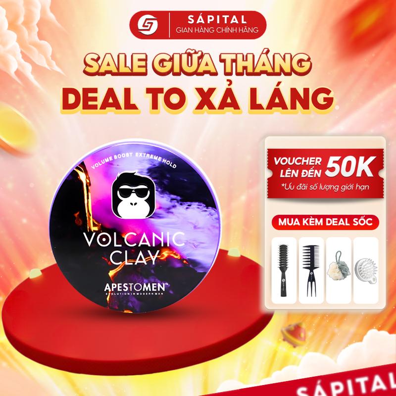 Sáp vuốt tóc Volcanic Clay - Hỗ trợ chăm sóc tóc - Giữ nếp khoảng 8 đến 12h, kiềm dầu và mồ hôi dành cho tóc dày - Dưỡng Tóc - Tem song mã - Tặng kèm lược